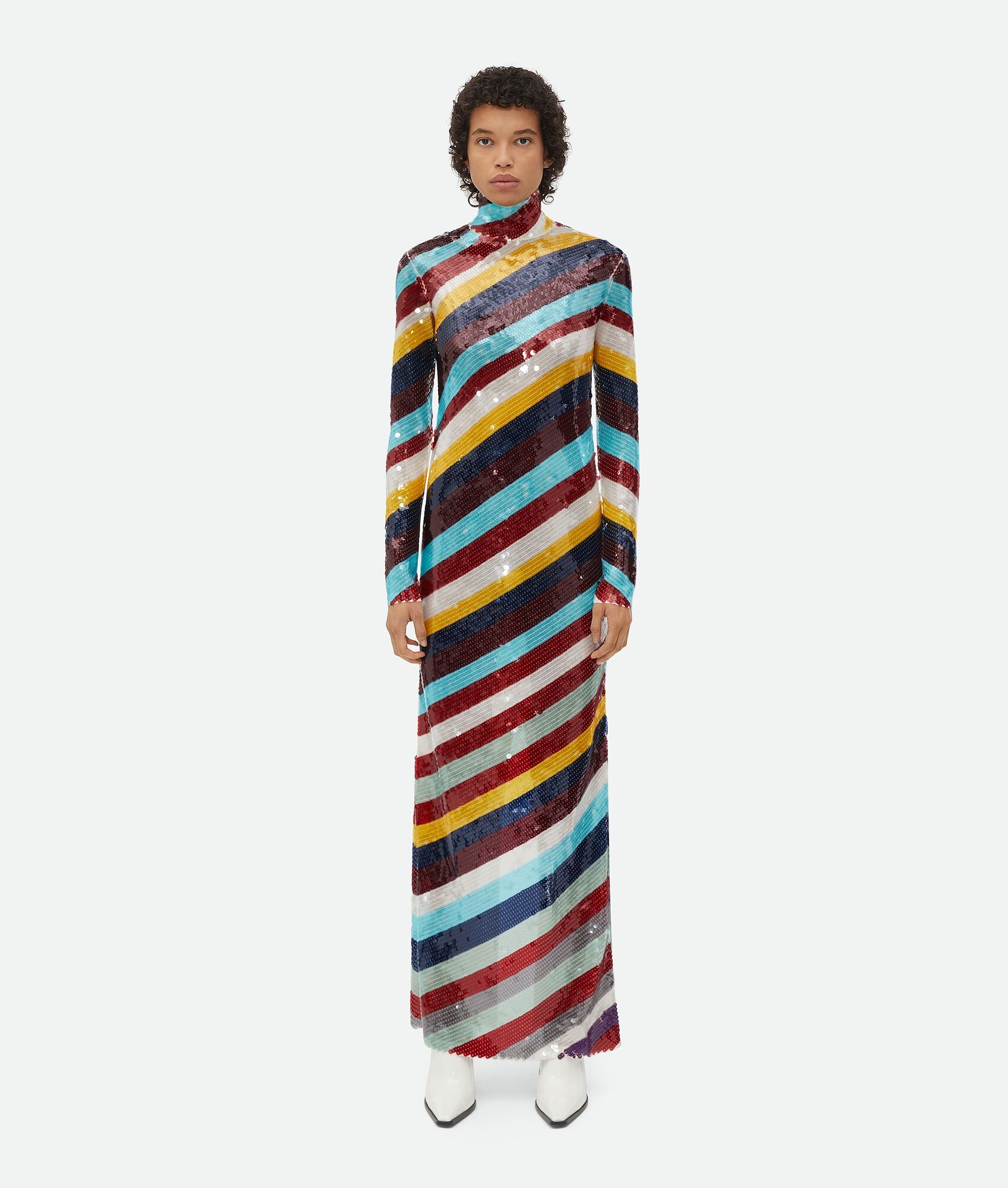 Striped Cotton Sequined Dress - 4