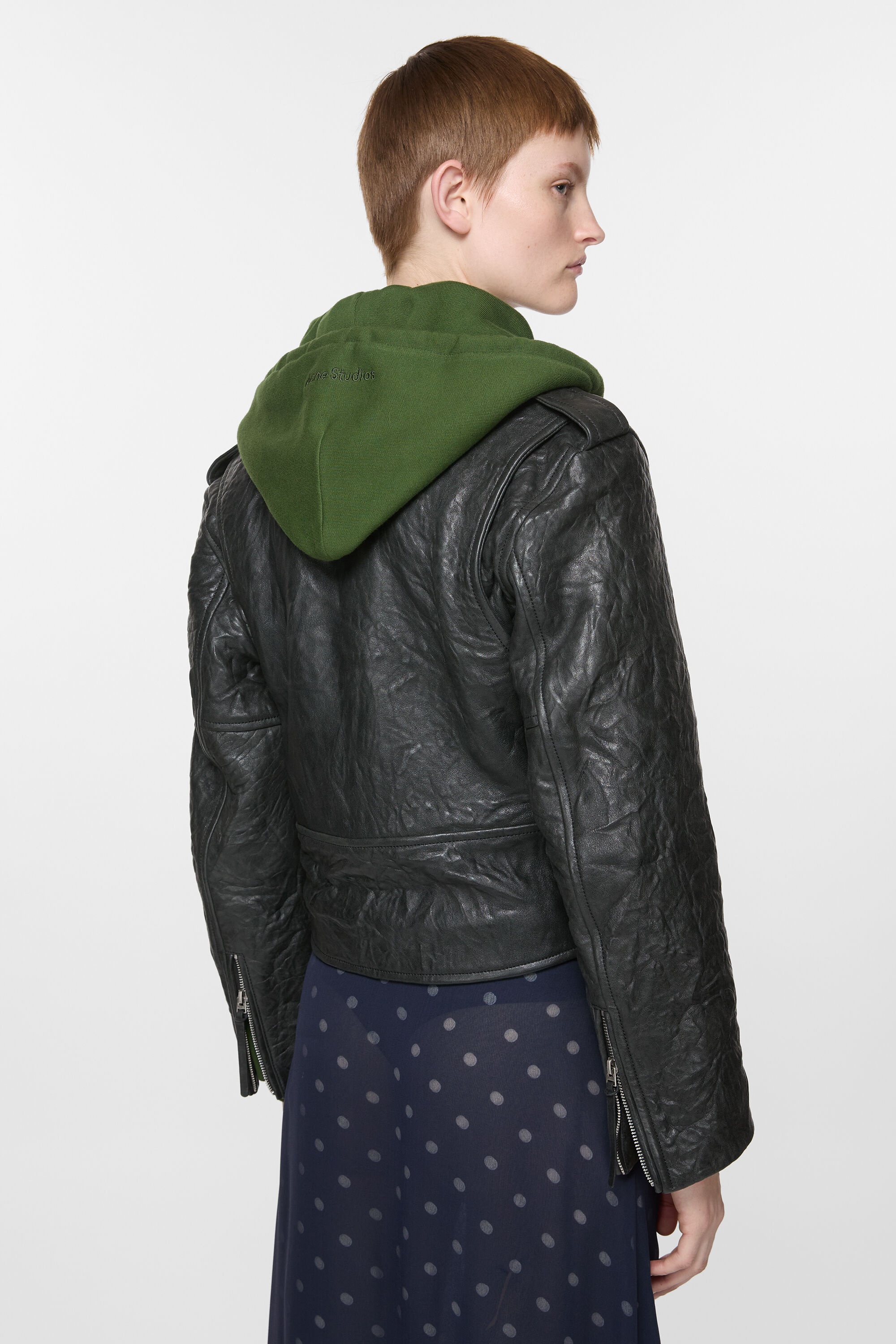 Layered leather jacket - Black - 4