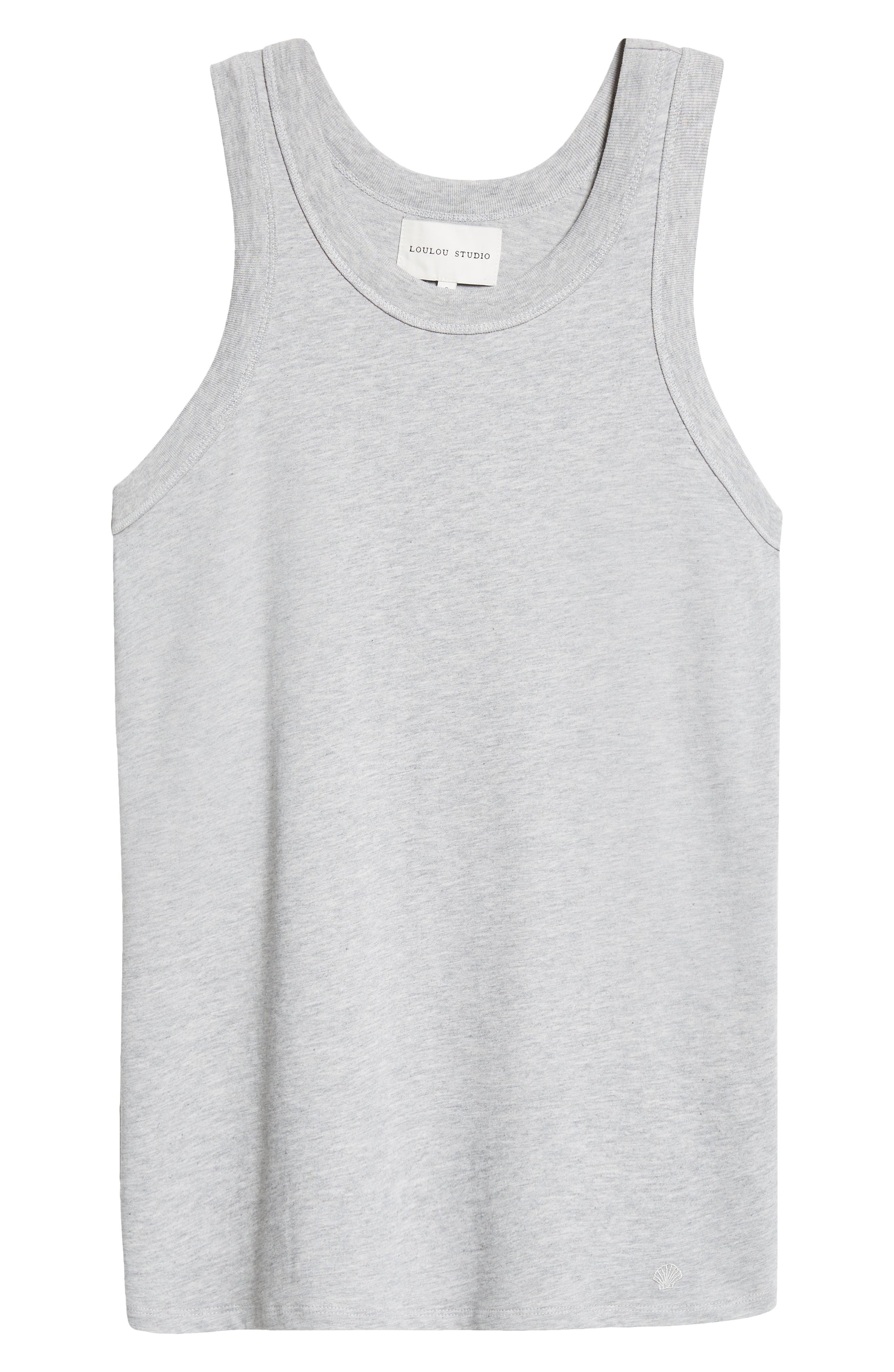 LOULOU DE SAISON Poso Supima® Cotton Tank in Grey Melange at Nordstrom - 5
