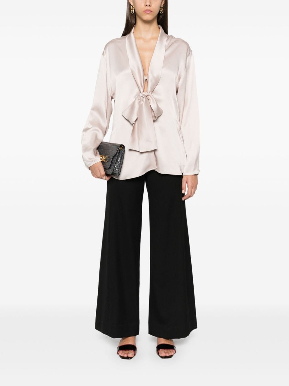 satin-trim trousers - 2