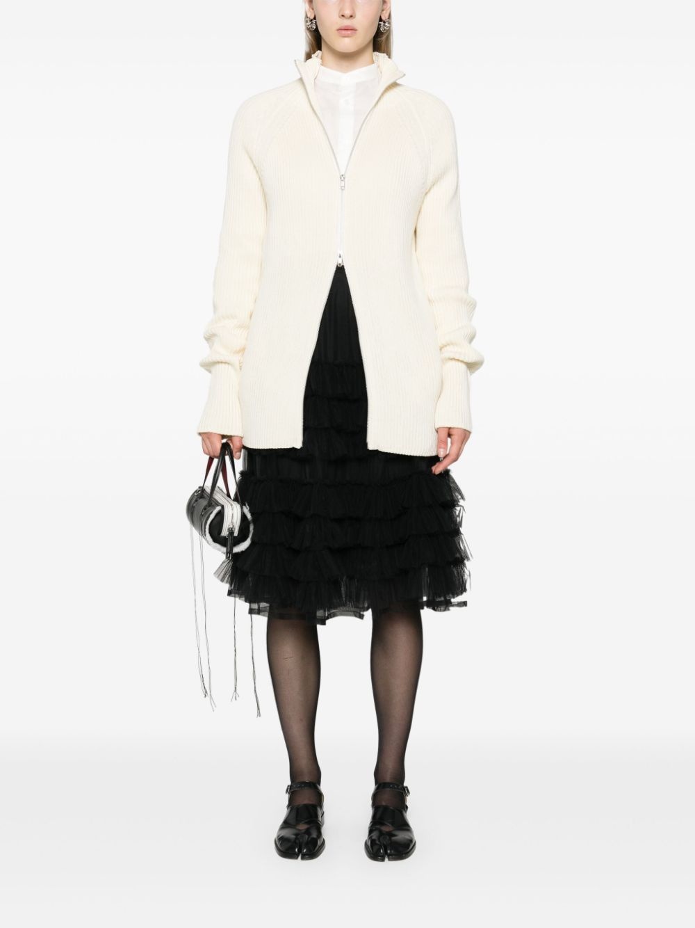 zip-up ribbed-knit cardigan - 2