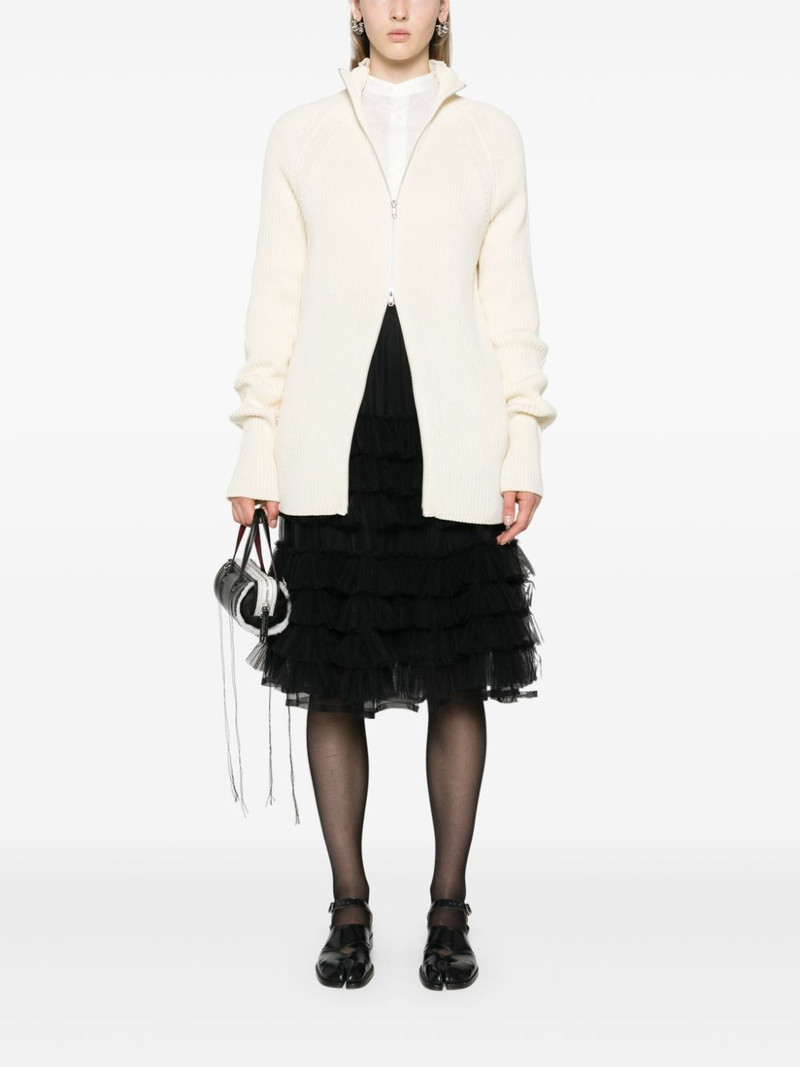 Y's zip-up ribbed-knit cardigan outlook