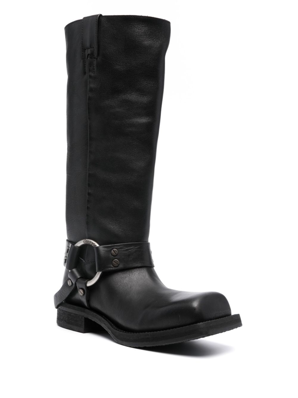 30mm square-toe leather boots - 2