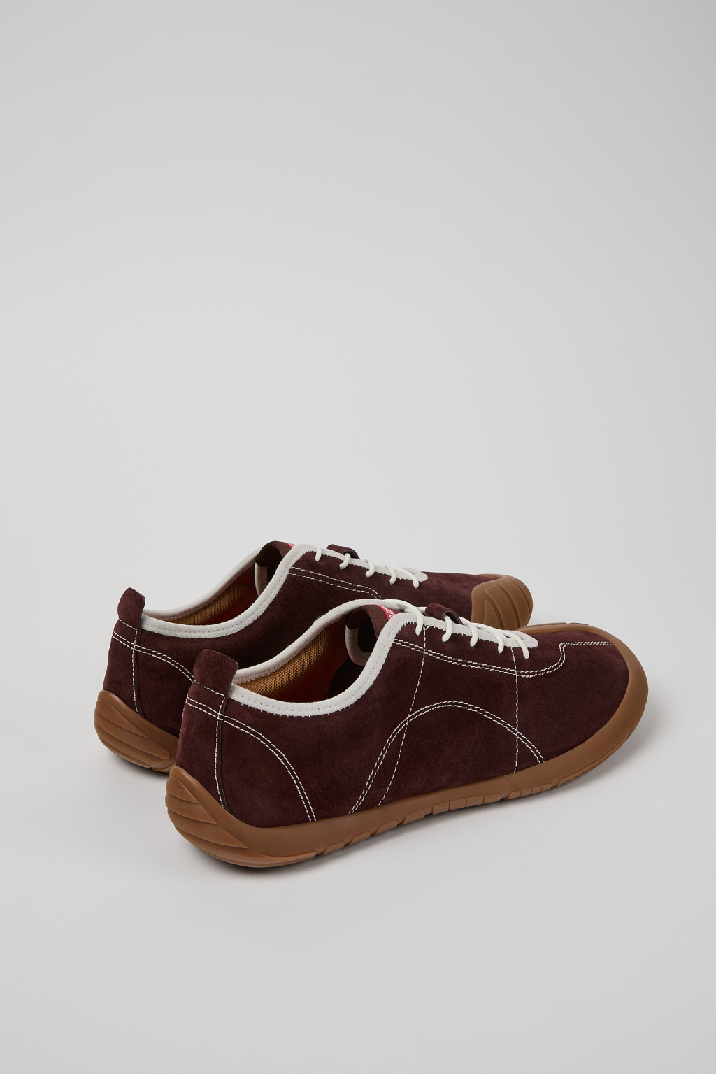 Burgundy Nubuck Sneakers for Men. - 4