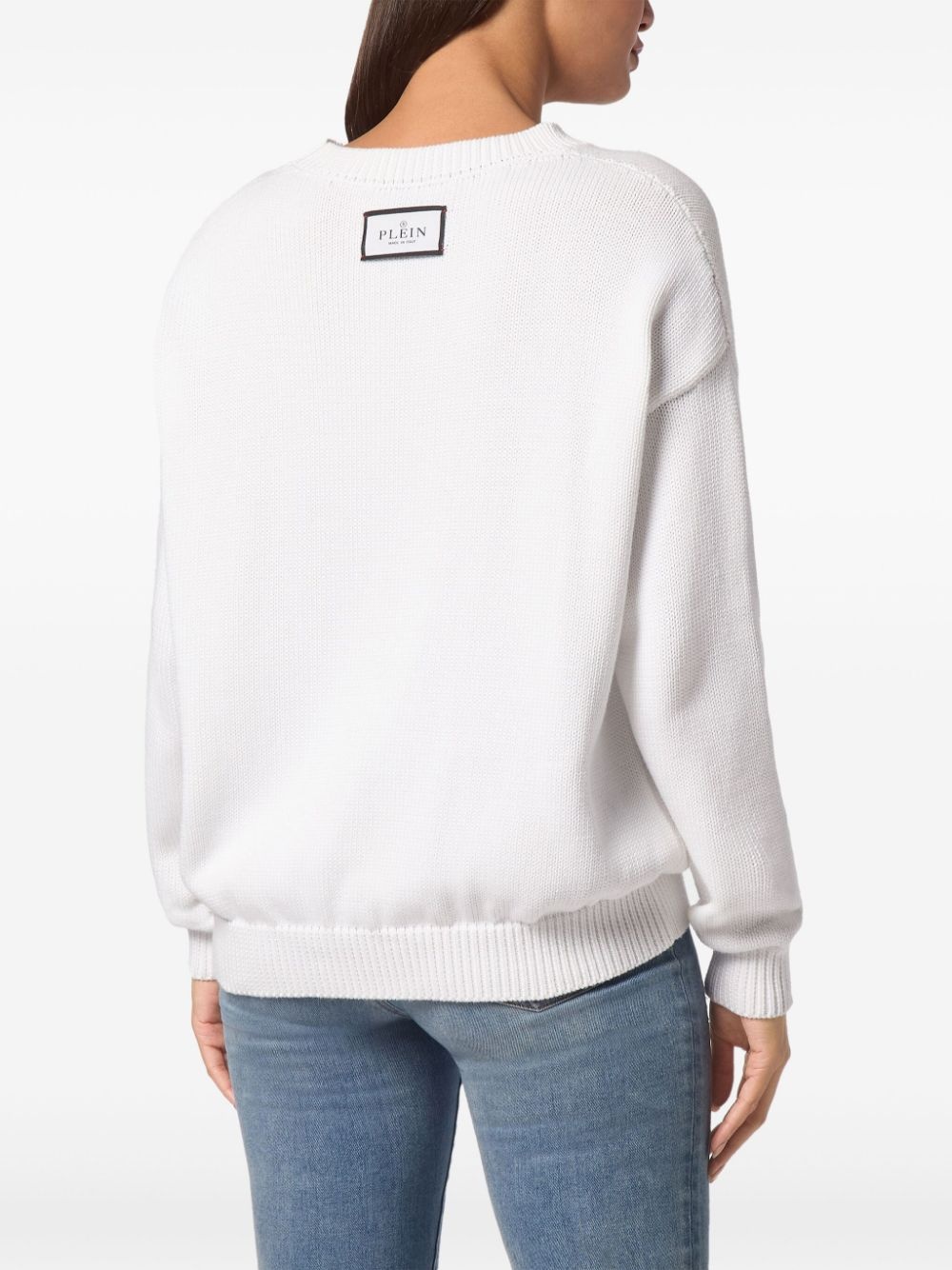 devoré-logo crew-neck sweater - 3