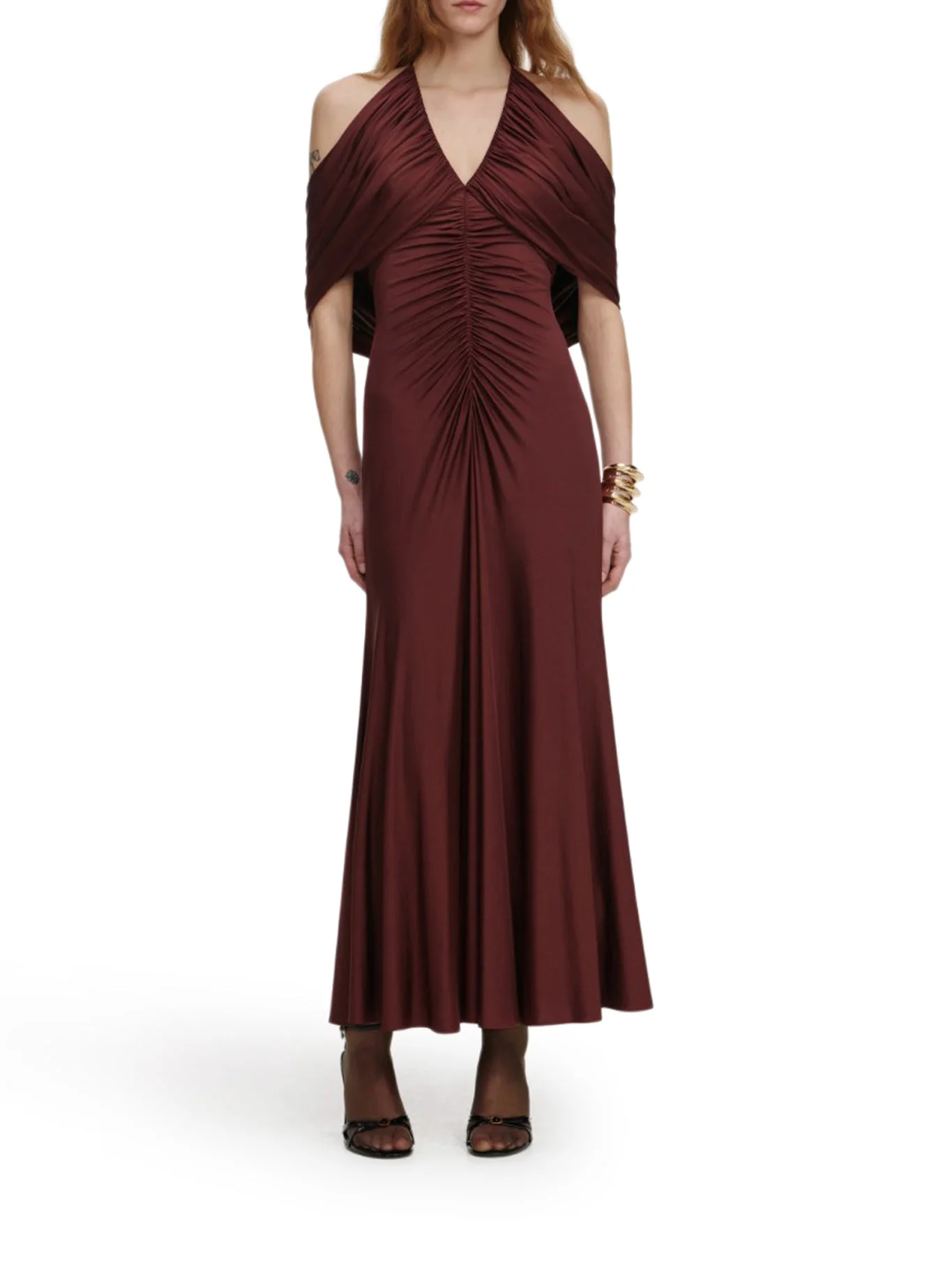 JERSEY DRAPE MIDI DRESS - 1