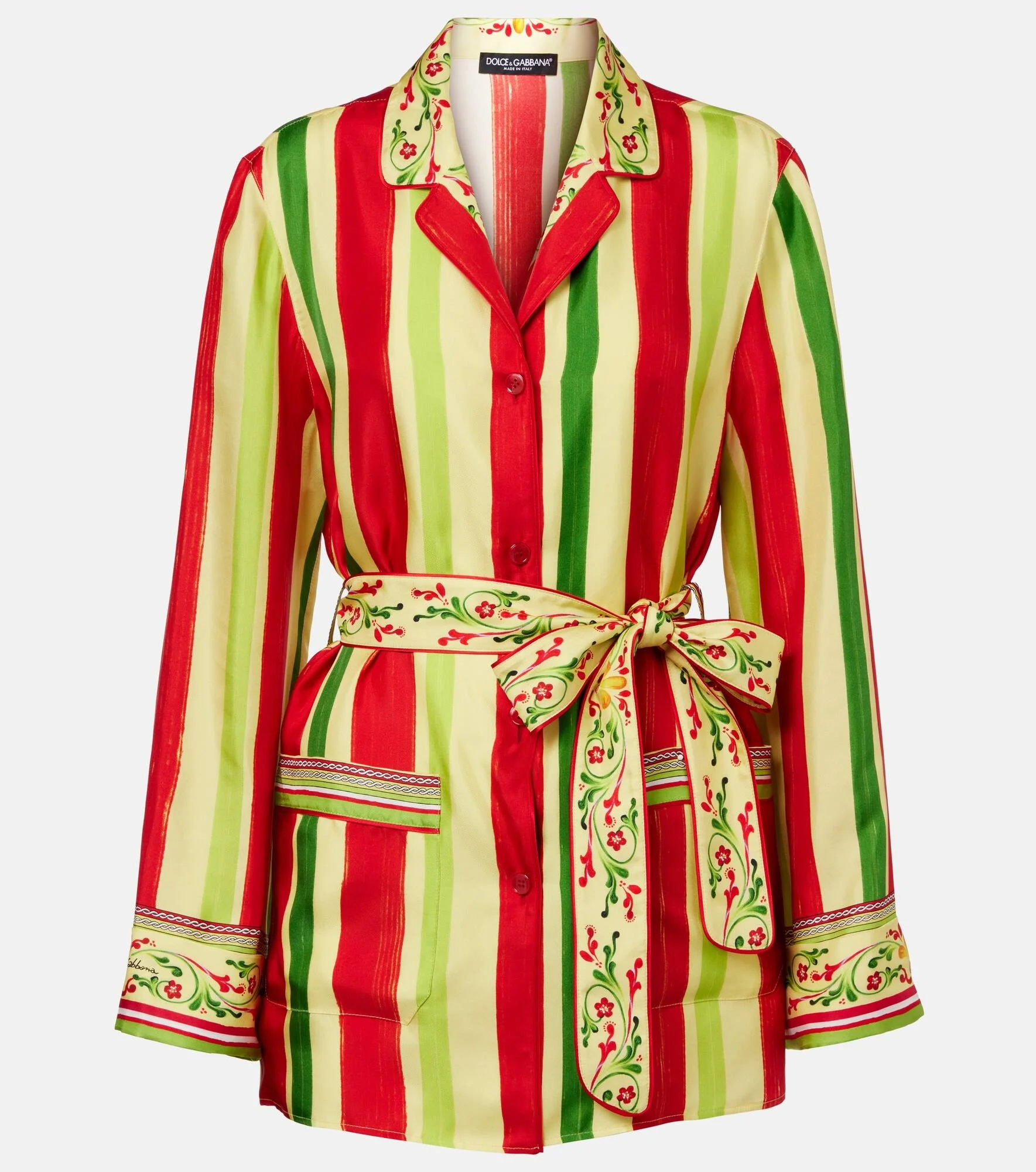 Belted striped silk shirt - 1