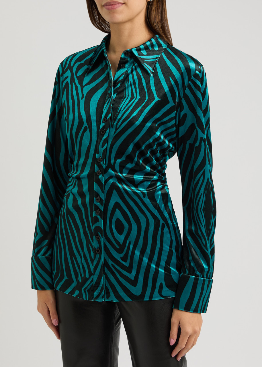 Diane Von Furstenberg Soluck Zebra-print Velvet Shirt - 2