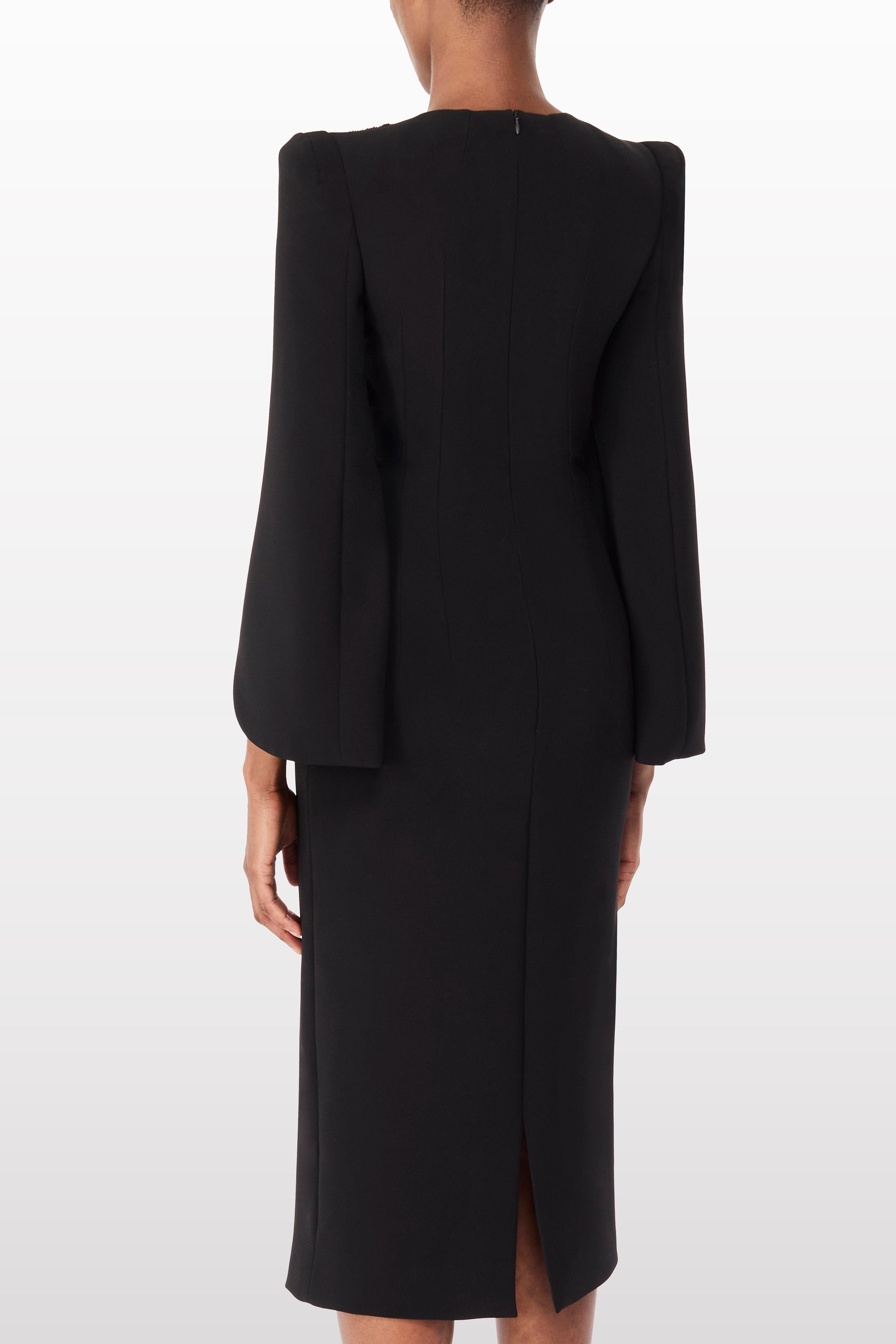 Jenny Packham Love Bow Split-sleeve Midi Dress in Liquorice at Nordstrom - 3