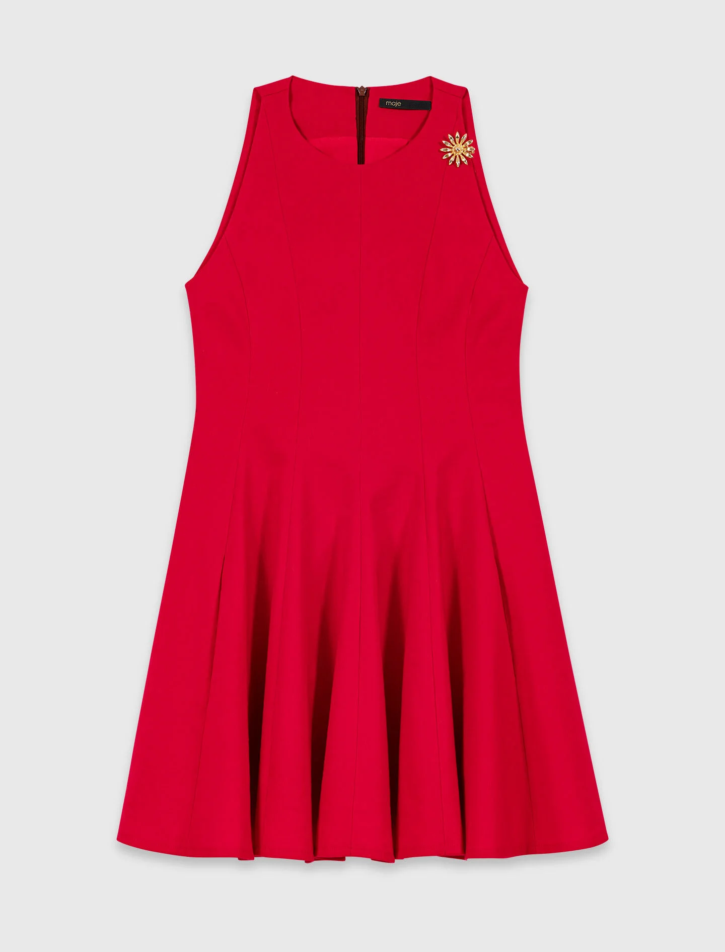 Short flared linen-blend dress - 1