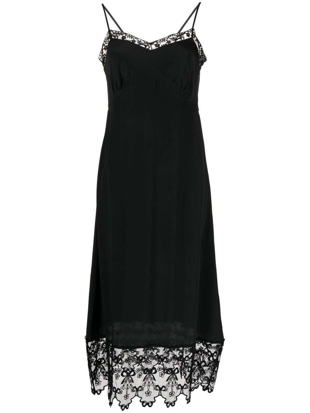 lace-trimmed midi dress - 1