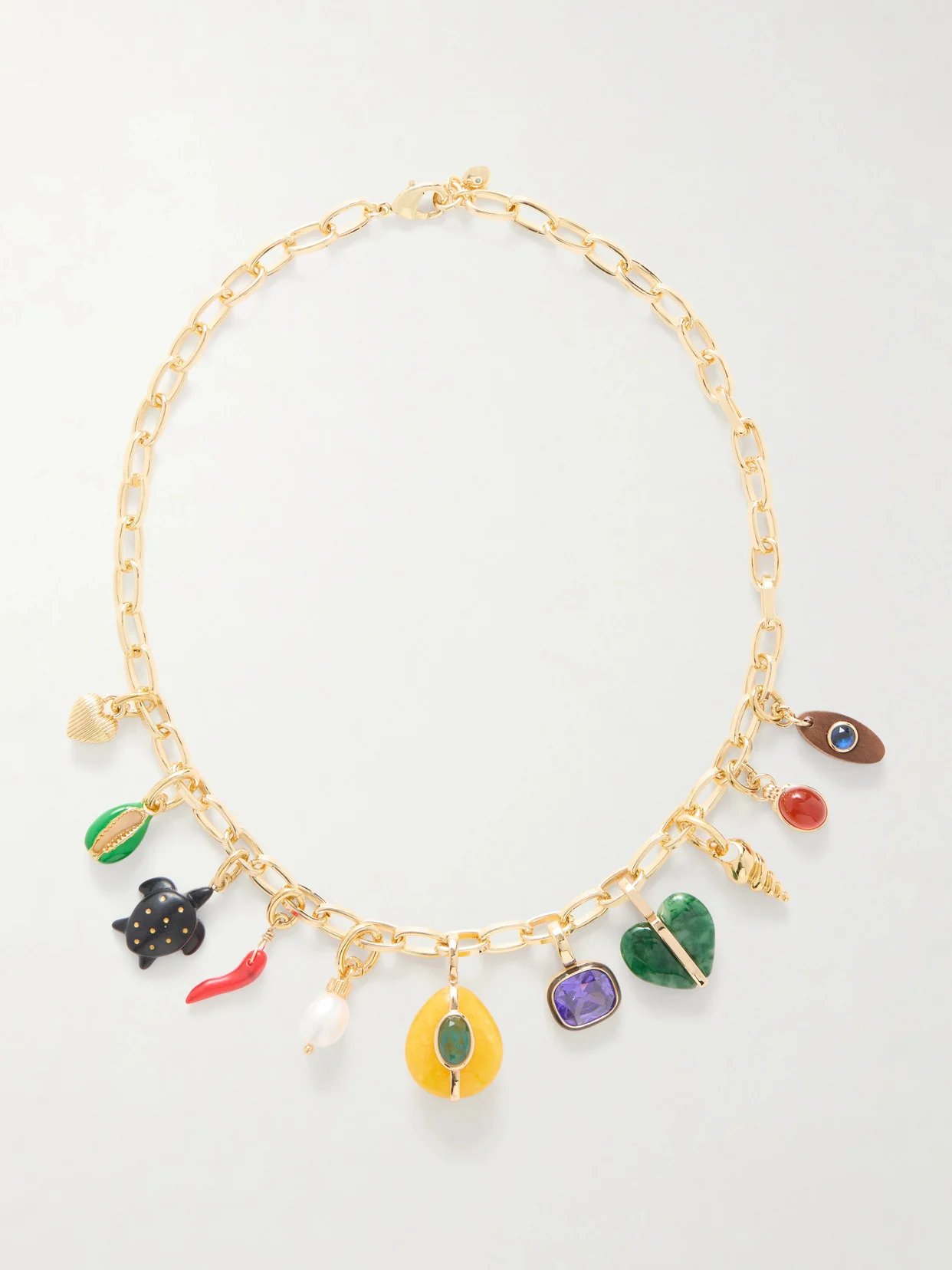 The Tiny Treasure Gold-tone, Pearl, Crystal, Cubic Zirconia And Enamel Necklace - 1
