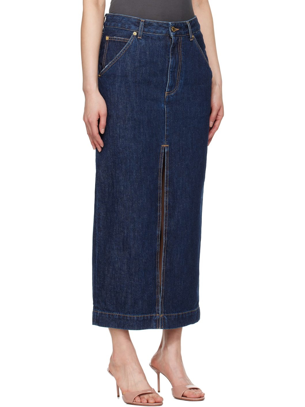 Blue Erika Denim Midi Skirt - 2
