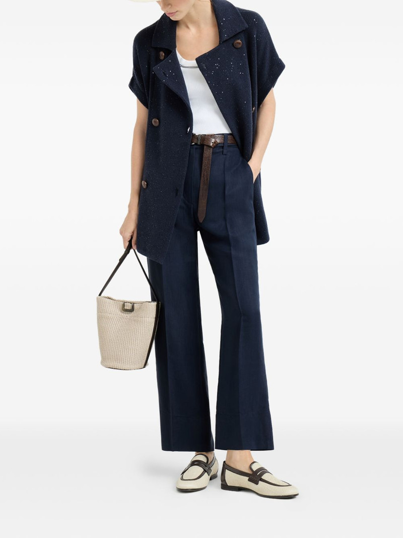 Brunello Cucinelli double-breasted tie knit vest outlook