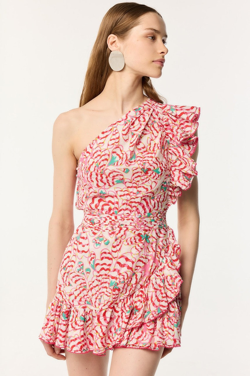 Poupette St Barth Mini Dress Corinne - Pink Wings Flower outlook