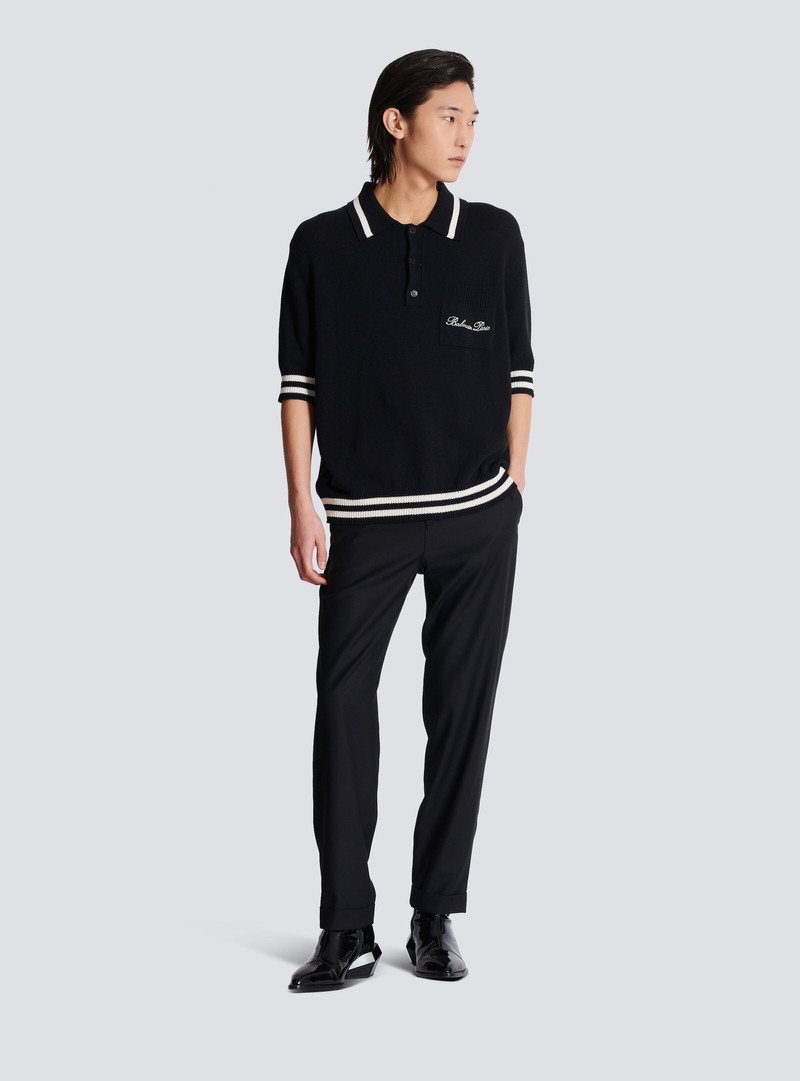 Balmain Wool polo shirt with Balmain Signature embroidery outlook