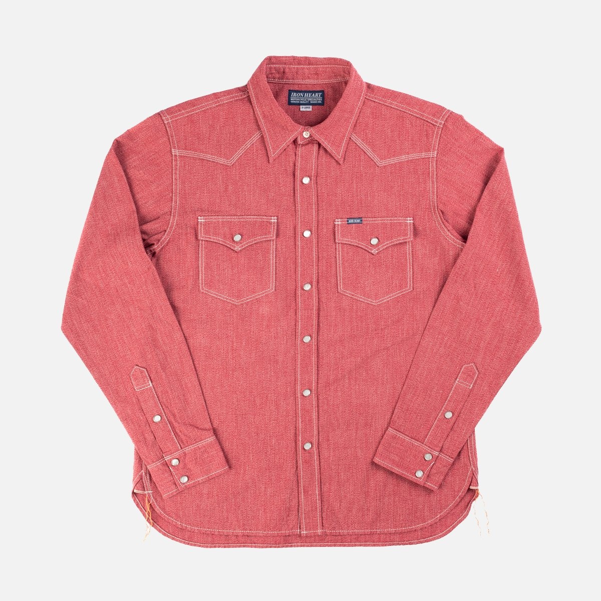 IHSH-289-RED 10oz Mock Twist Selvedge Chambray Western Shirt - Red 'The Salt and Cayenne' - 1