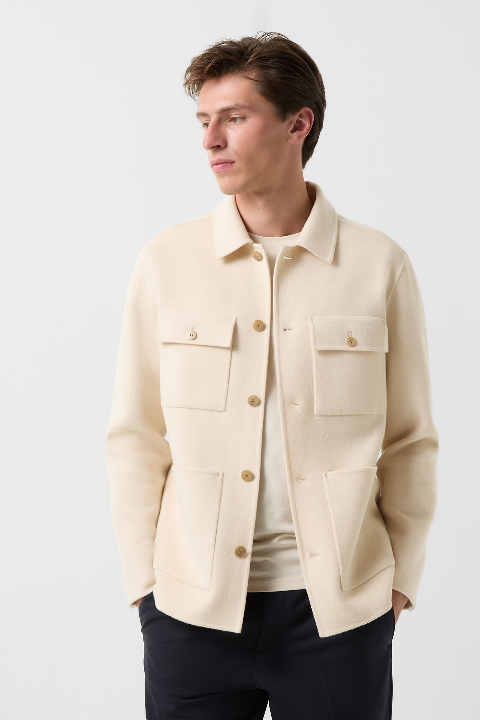 Double-face overshirt Larry in Cream - 2