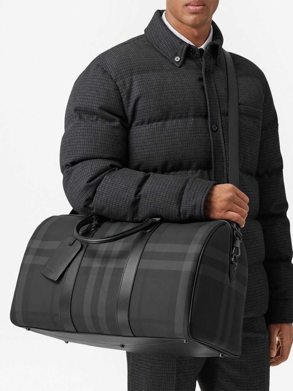 check-pattern faux-leather holdall - 6