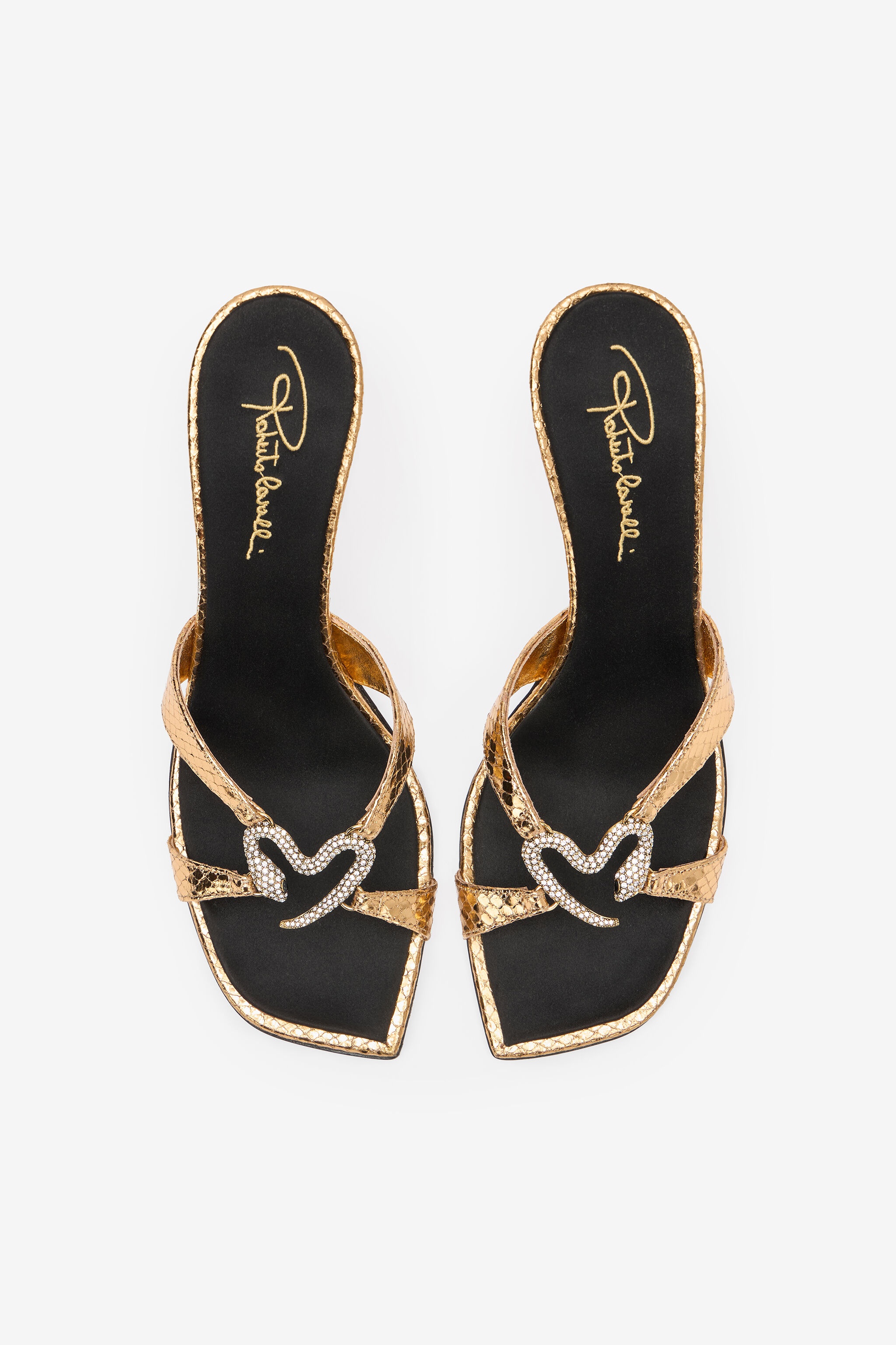 Sandals With Snake Print And Bejeweled Snake - 6