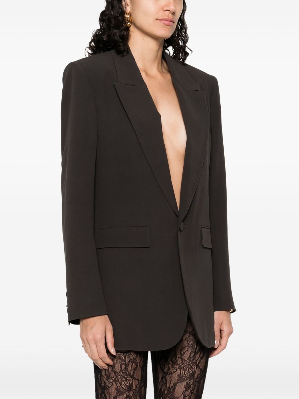 silk single-breasted blazer - 3