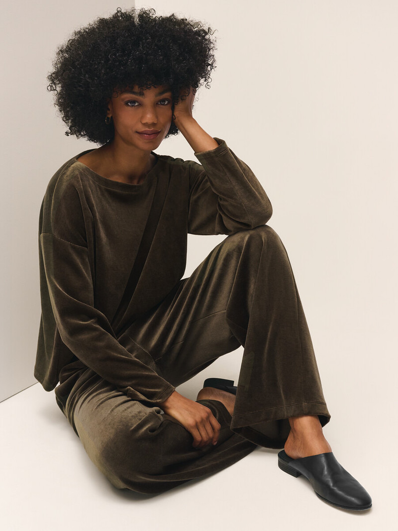 Cozy Velour Knit Bateau Neck Top 7