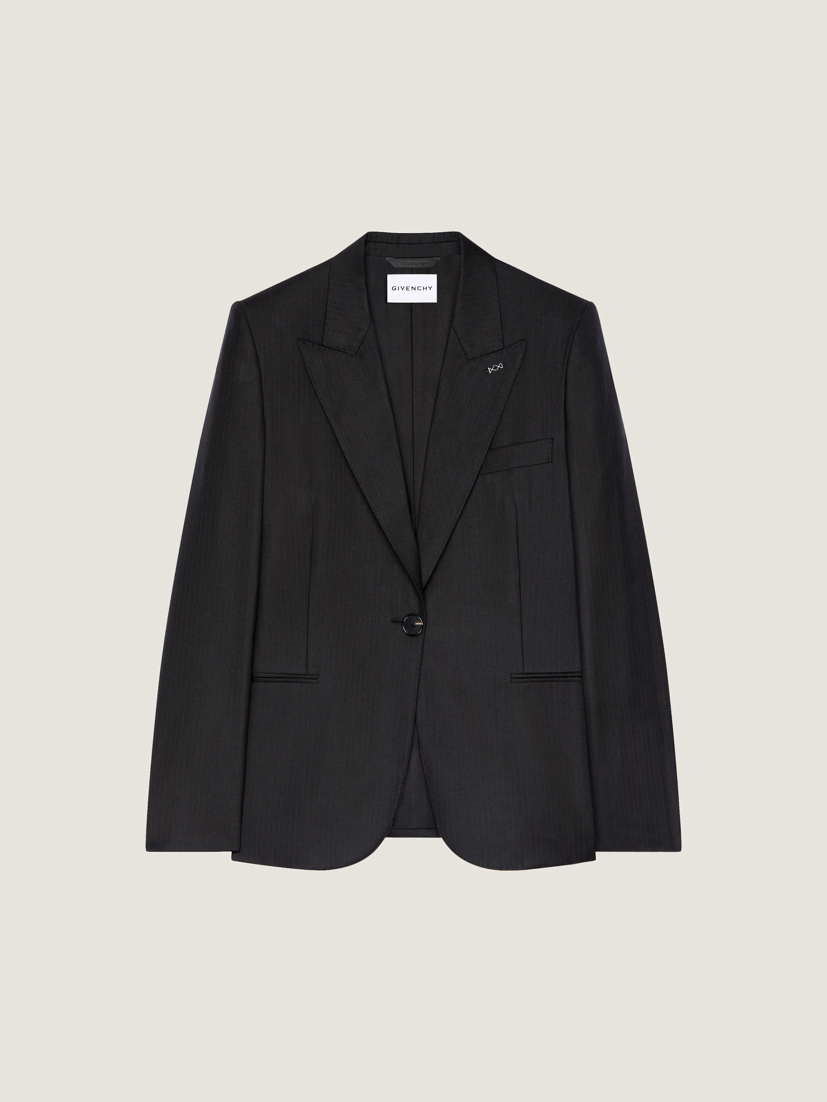 SINGLE-BREASTED STRIPED JACKET IN WOOL - 1