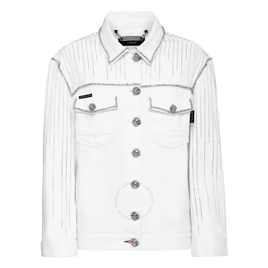 Philipp Plein Crystal Fringe Denim Jacket - 4