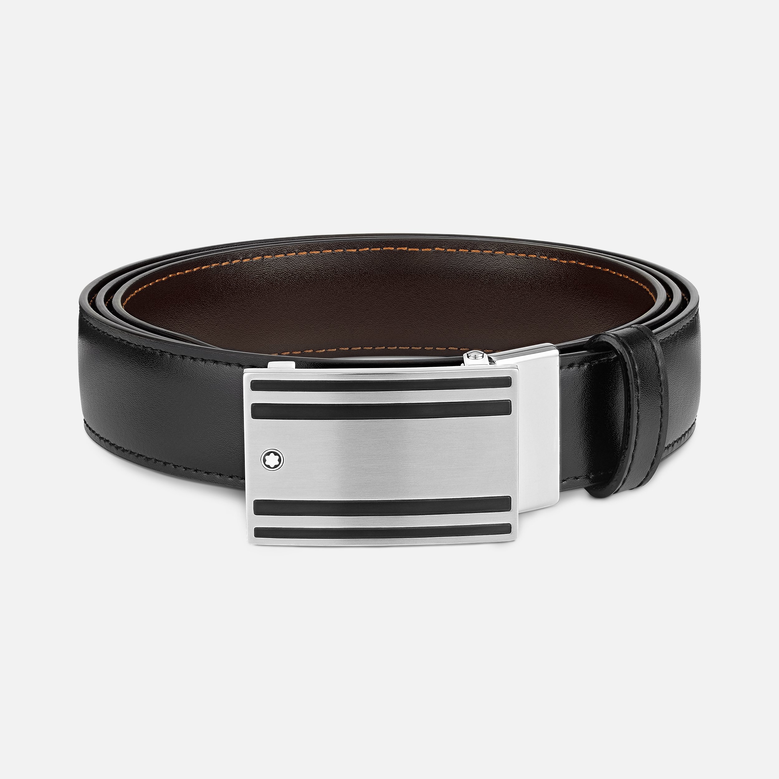 Horseshoe buckle black/brown 30 mm reversible leather belt - Luxury Belts