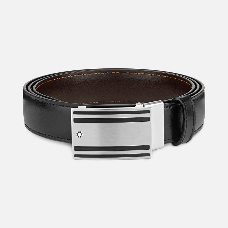 Black/brown 30 mm reversible leather belt 1