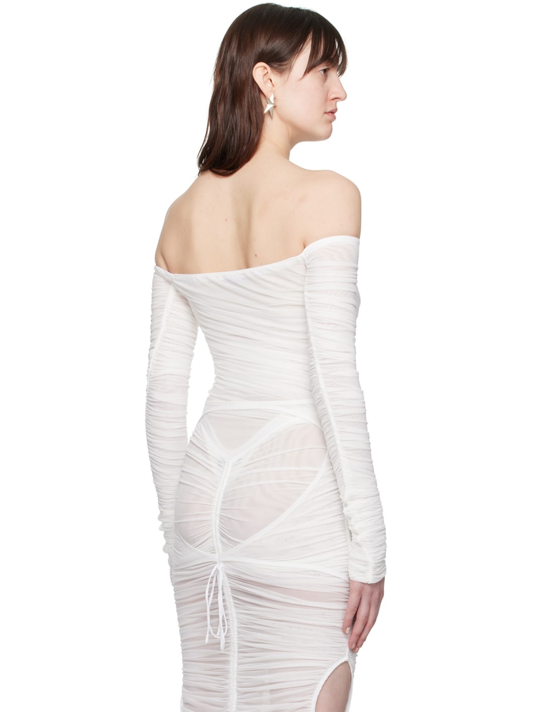 White Ruched Bodysuit - 3