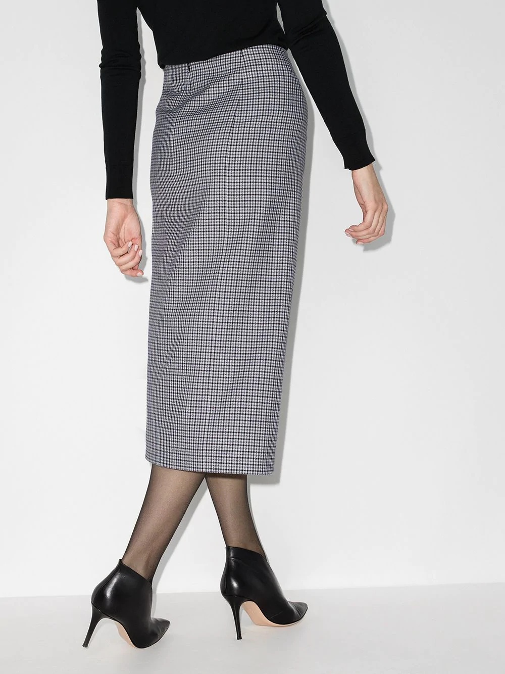 houndstooth wool midi skirt - 3