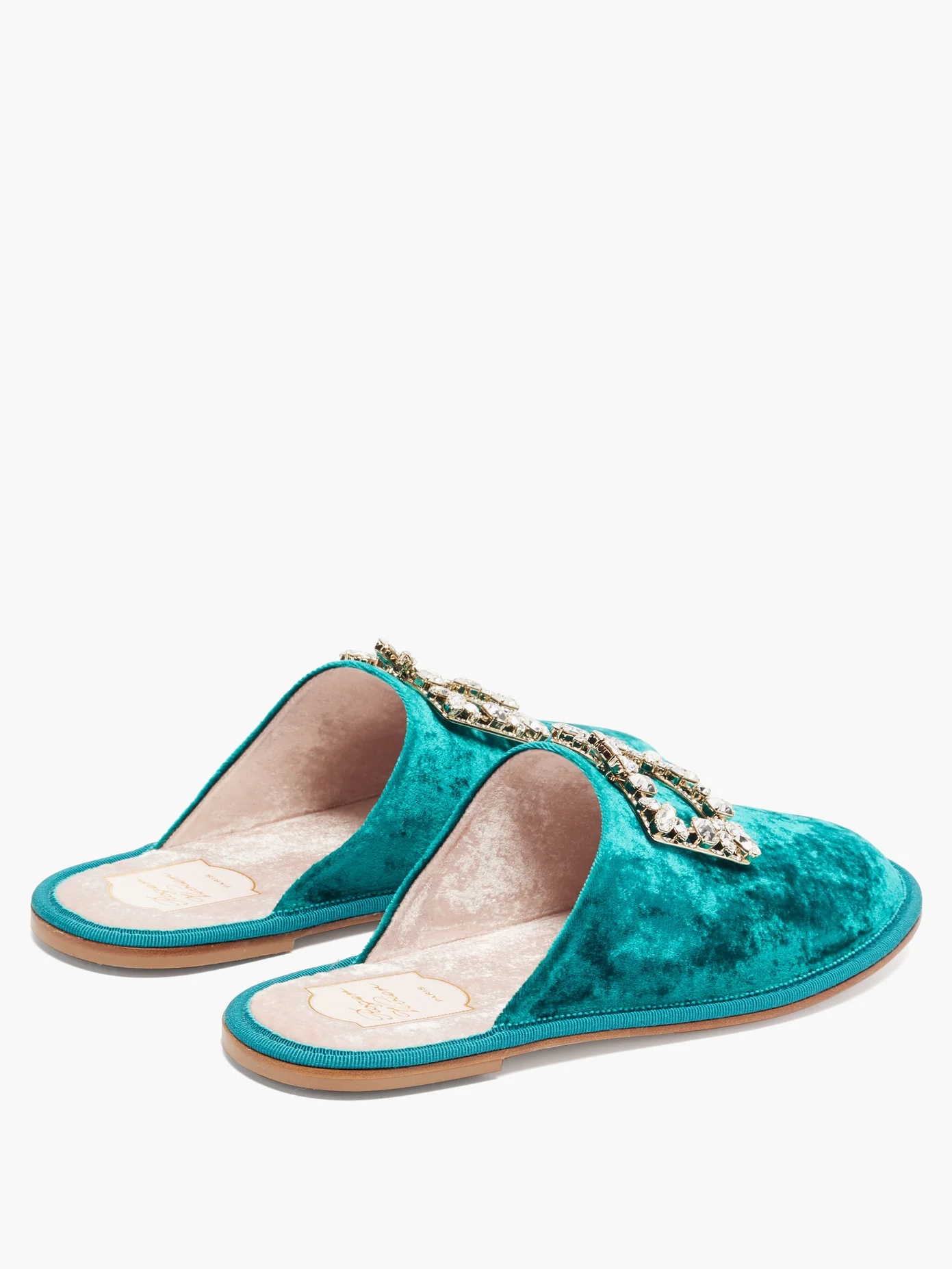 Hotel Vivier crystal-buckle velvet slippers - 4