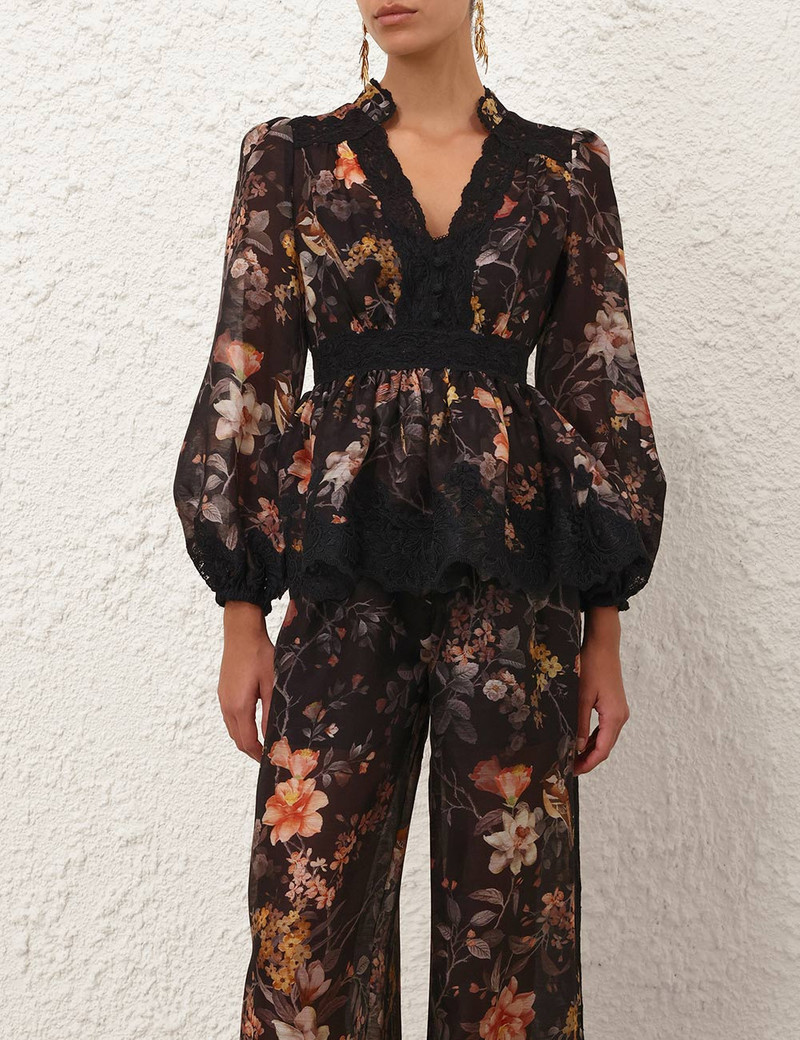 Zimmermann CAROUSEL LACE PEPLUM BLOUSE outlook