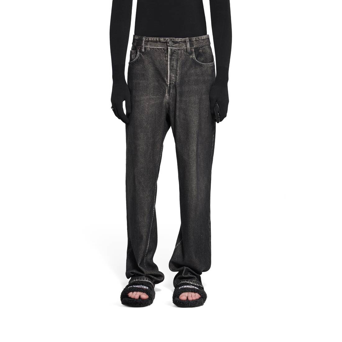 Denim Trompe L'œil Pants in Black - 5