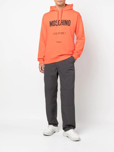 Moschino logo-print cotton hoodie outlook