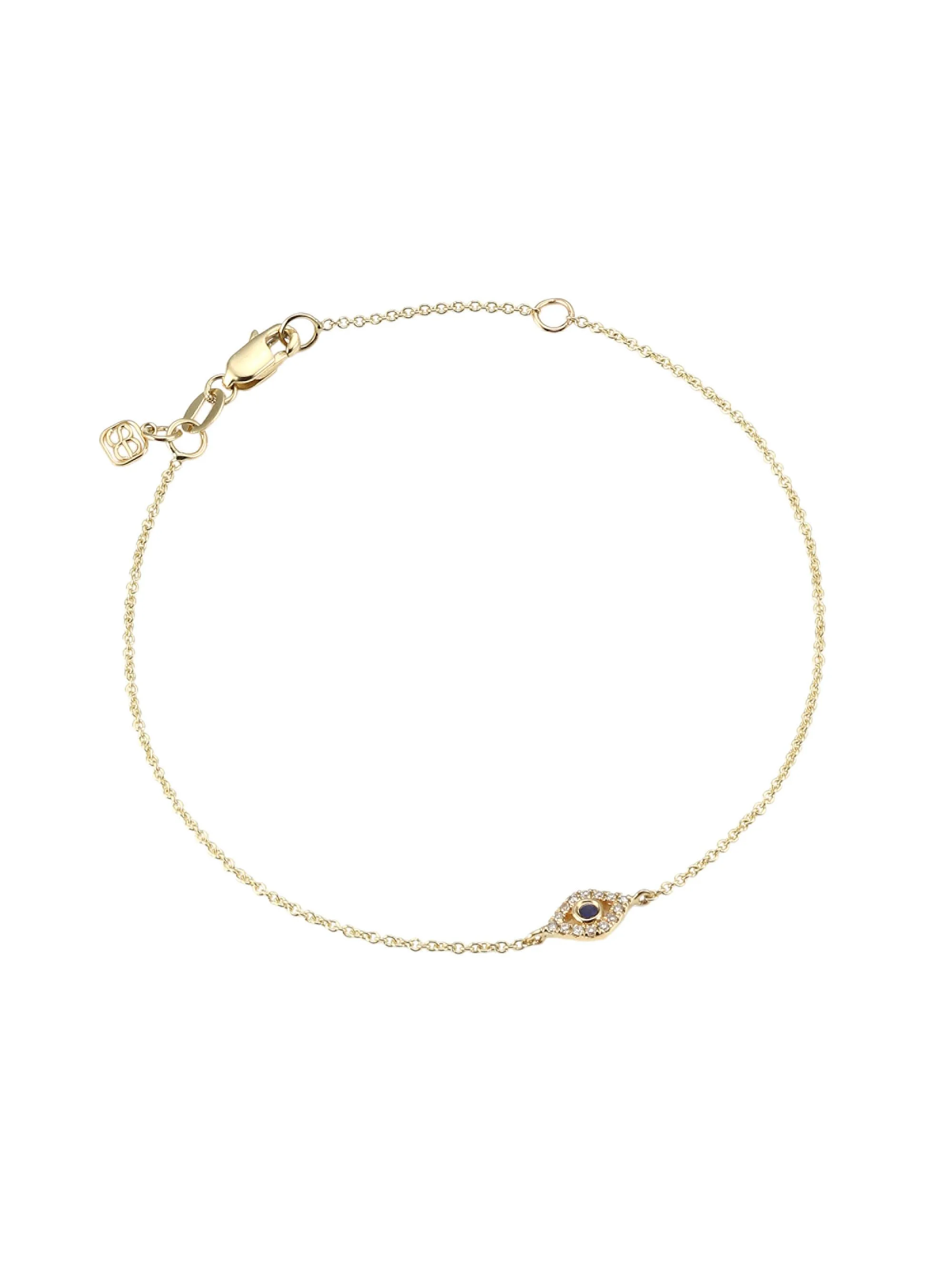 Women's Small 14K Yellow Gold, Diamond & Sapphire Bezel Eye Bracelet - 1