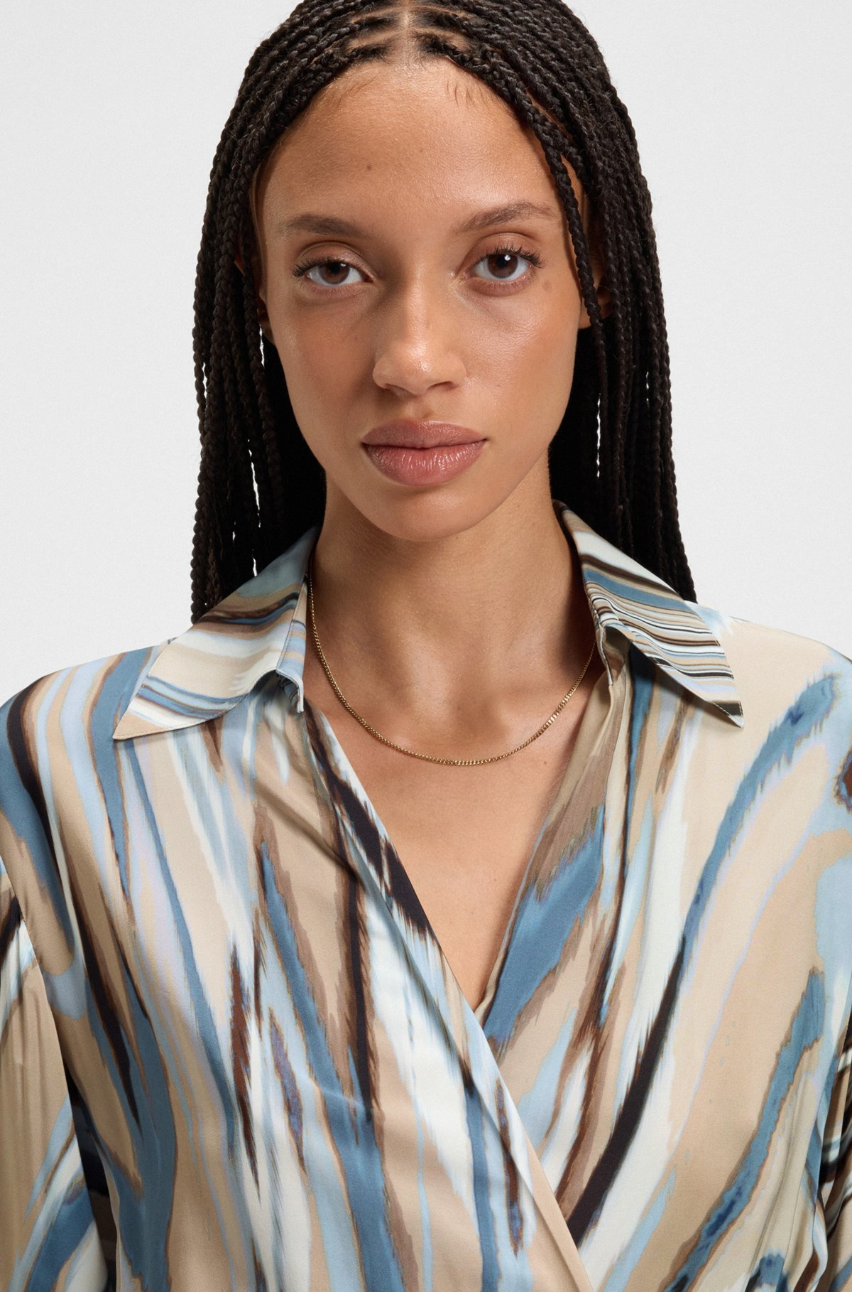 WRAP-FRONT DRESS WITH SWIRL PRINT - 5