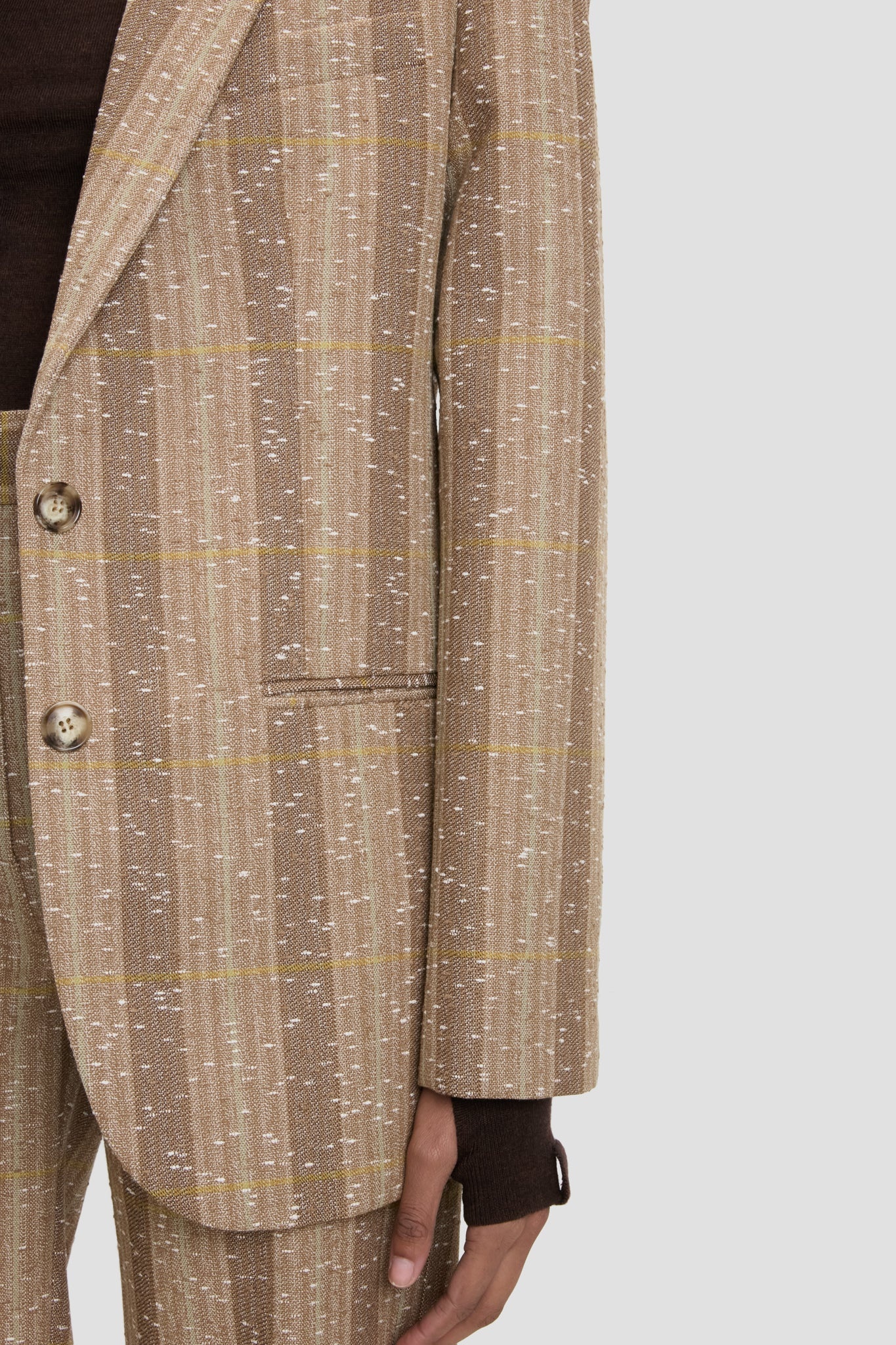 Classic Tailored Jacket In Beige-Pistachio Check - 4
