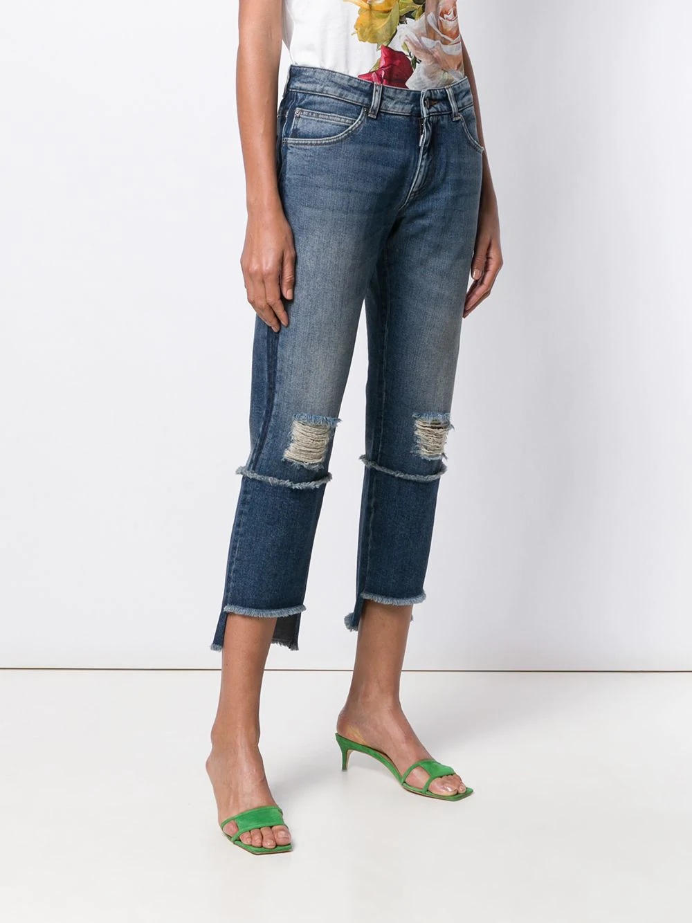 distressed  straight-leg jeans - 3