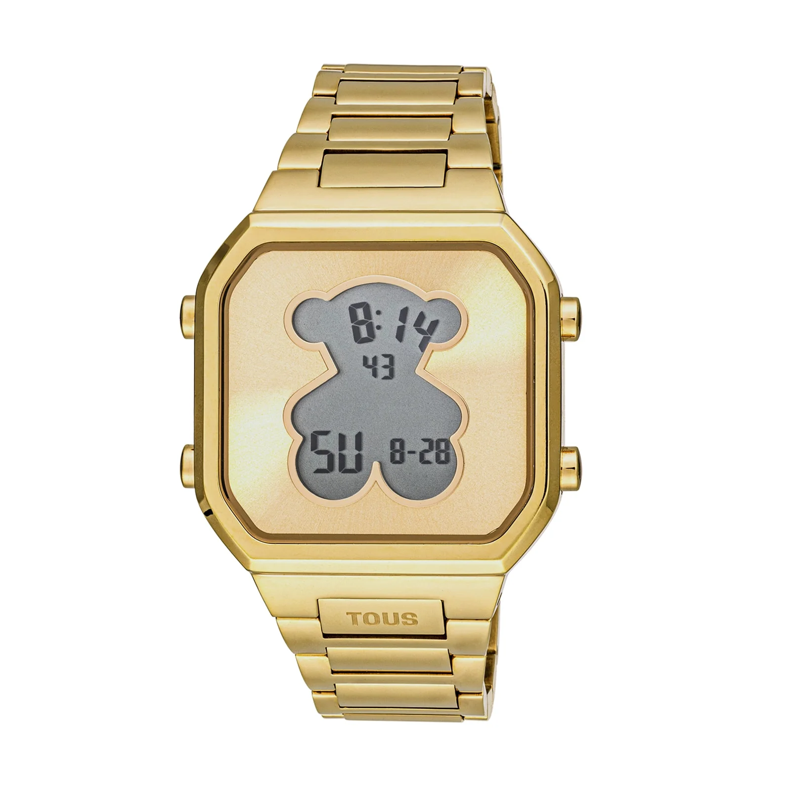 D-BEAR digital watch with gold-colored IPG steel bracelet - 1