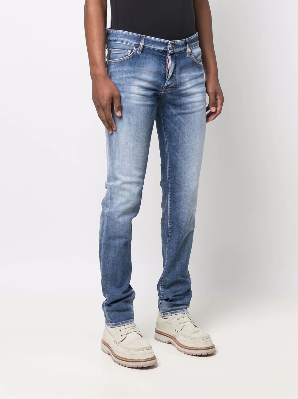 slim-cut washed jeans - 3