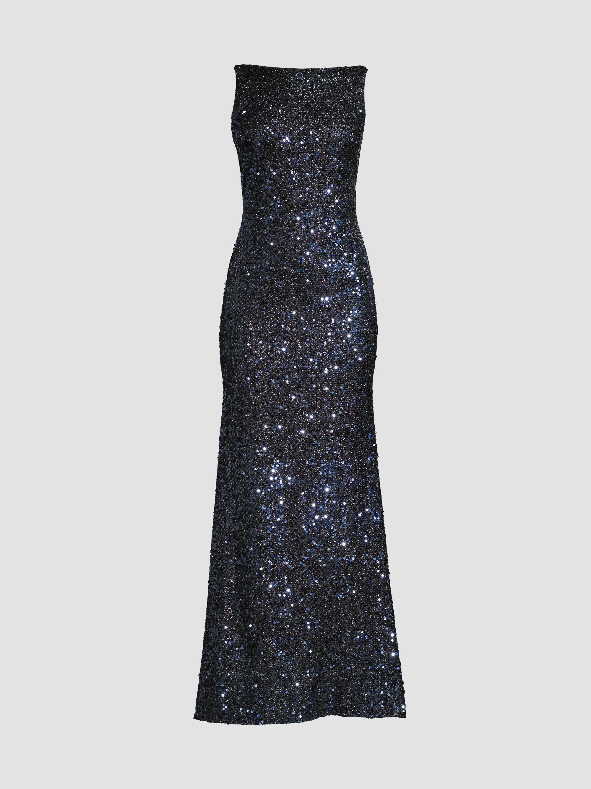 Women's Sequin Sleeveless Sheath Gown - Midnight - 1