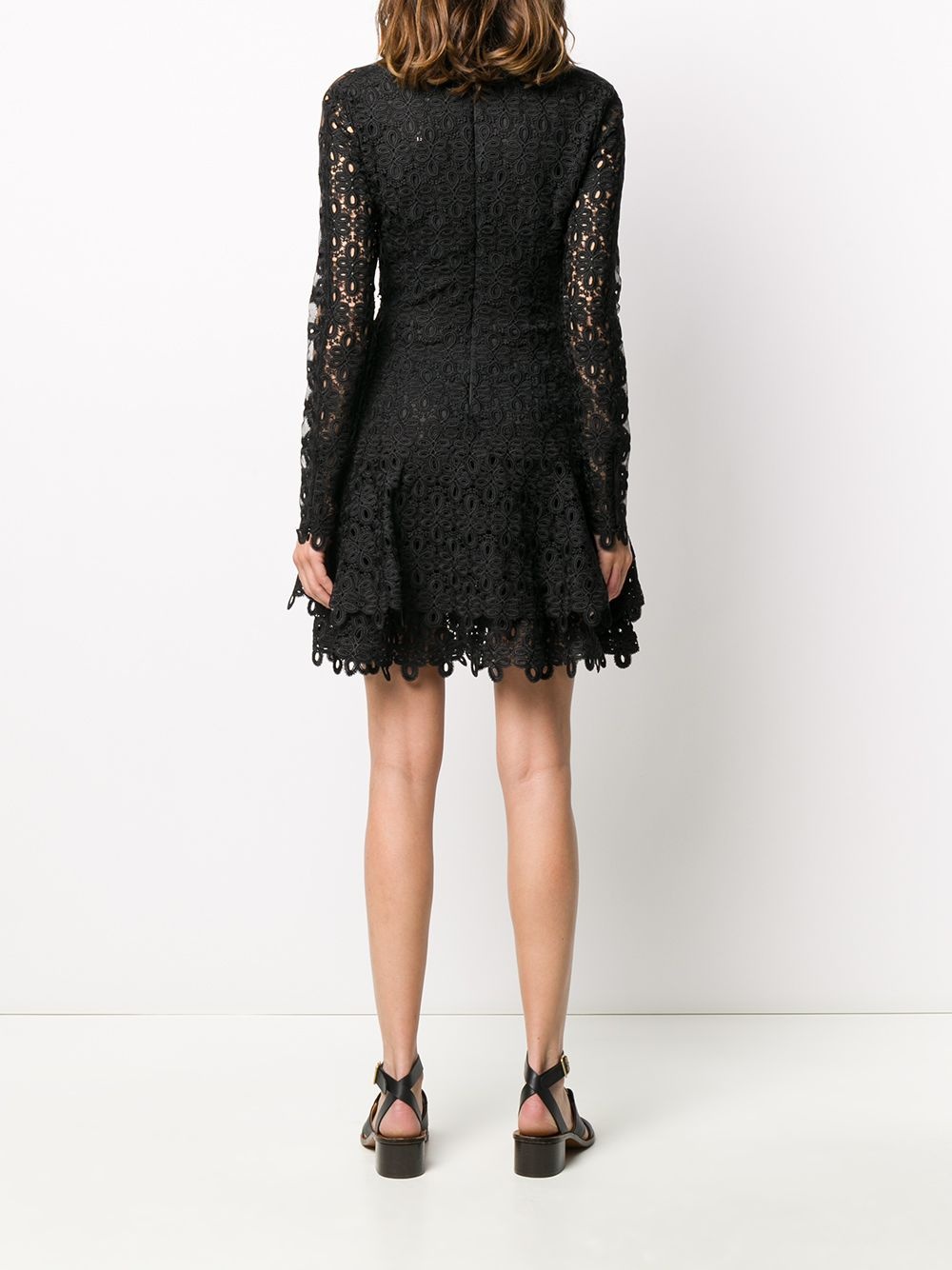 lace embroidered mini dress - 4