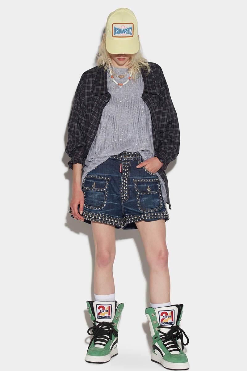 STUDDED BAGGY SHORTS - 1
