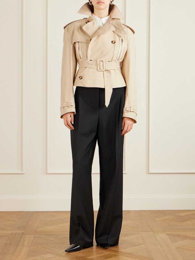 S.S.DALEY Evelyn Leather-trimmed Cotton-blend Gabardine Jacket outlook