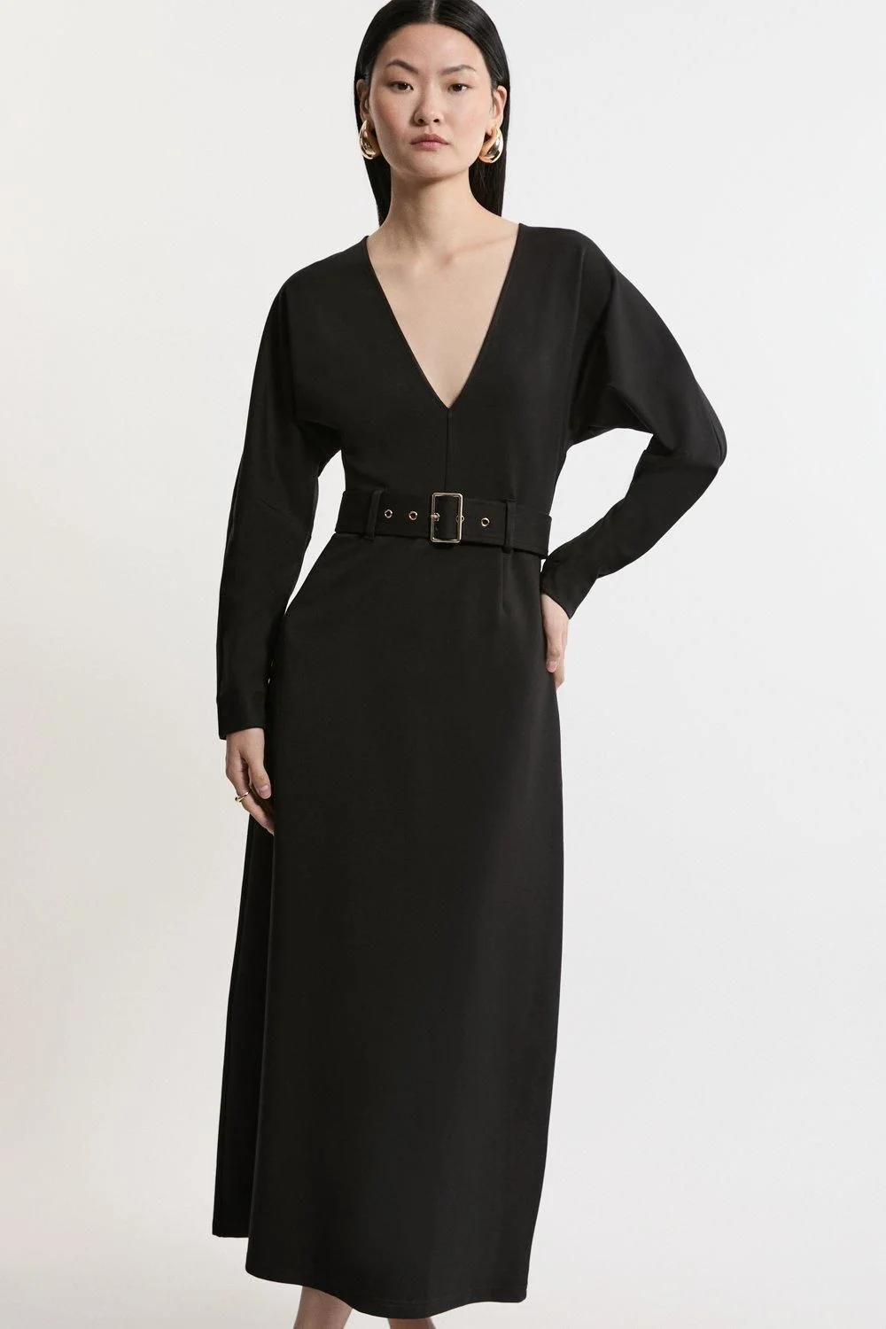 Ponte Belted Maxi Dress - 1