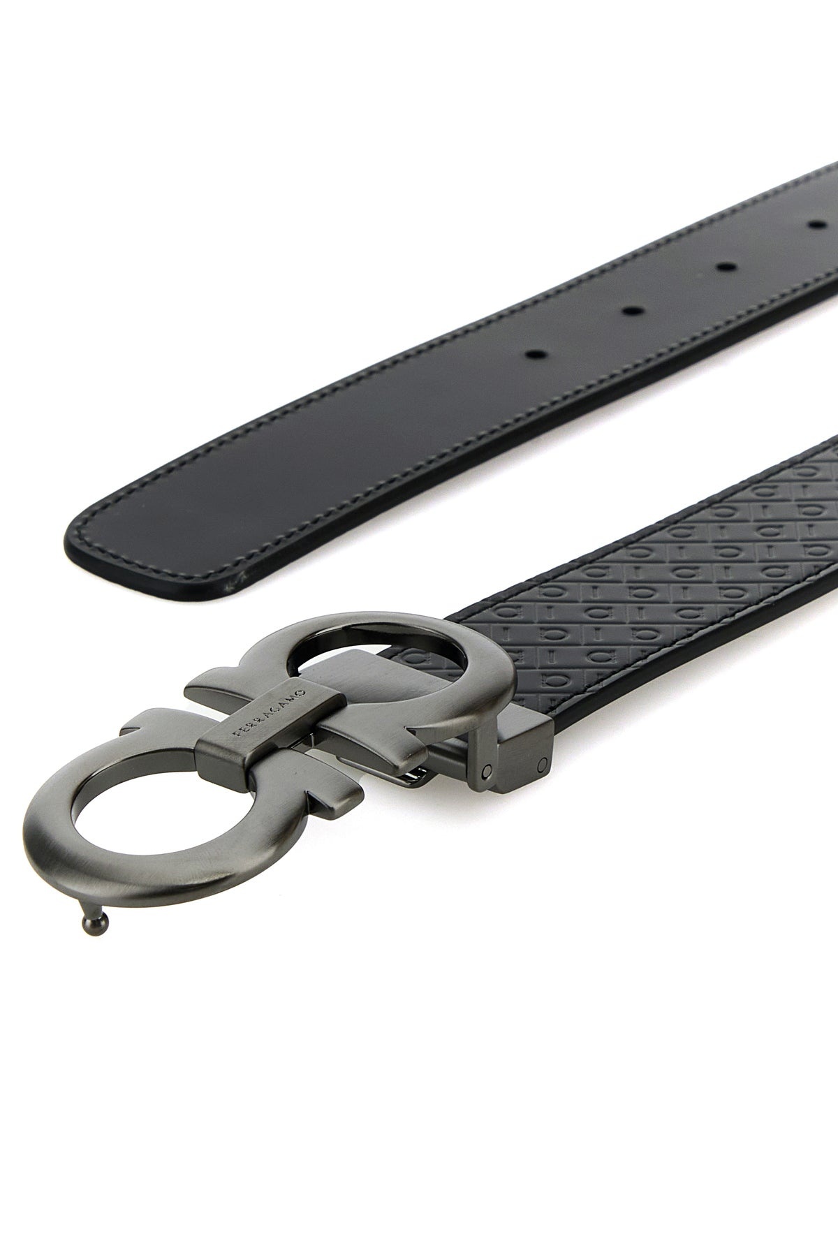 Black leather reversible belt - 4