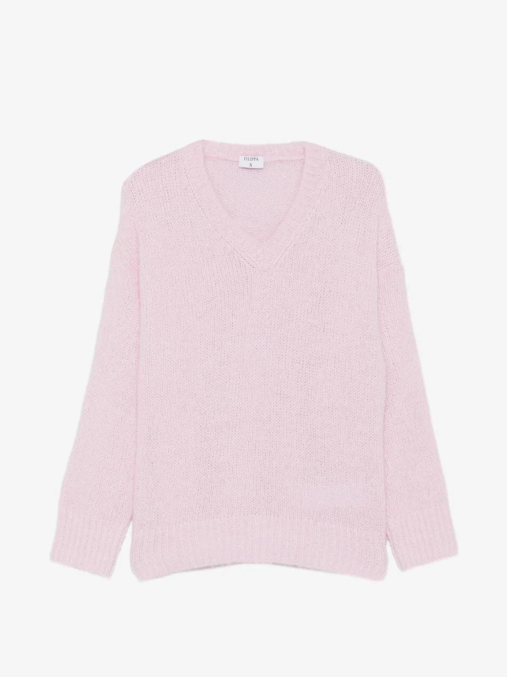 Hairy V-neck knitted sweater - 1