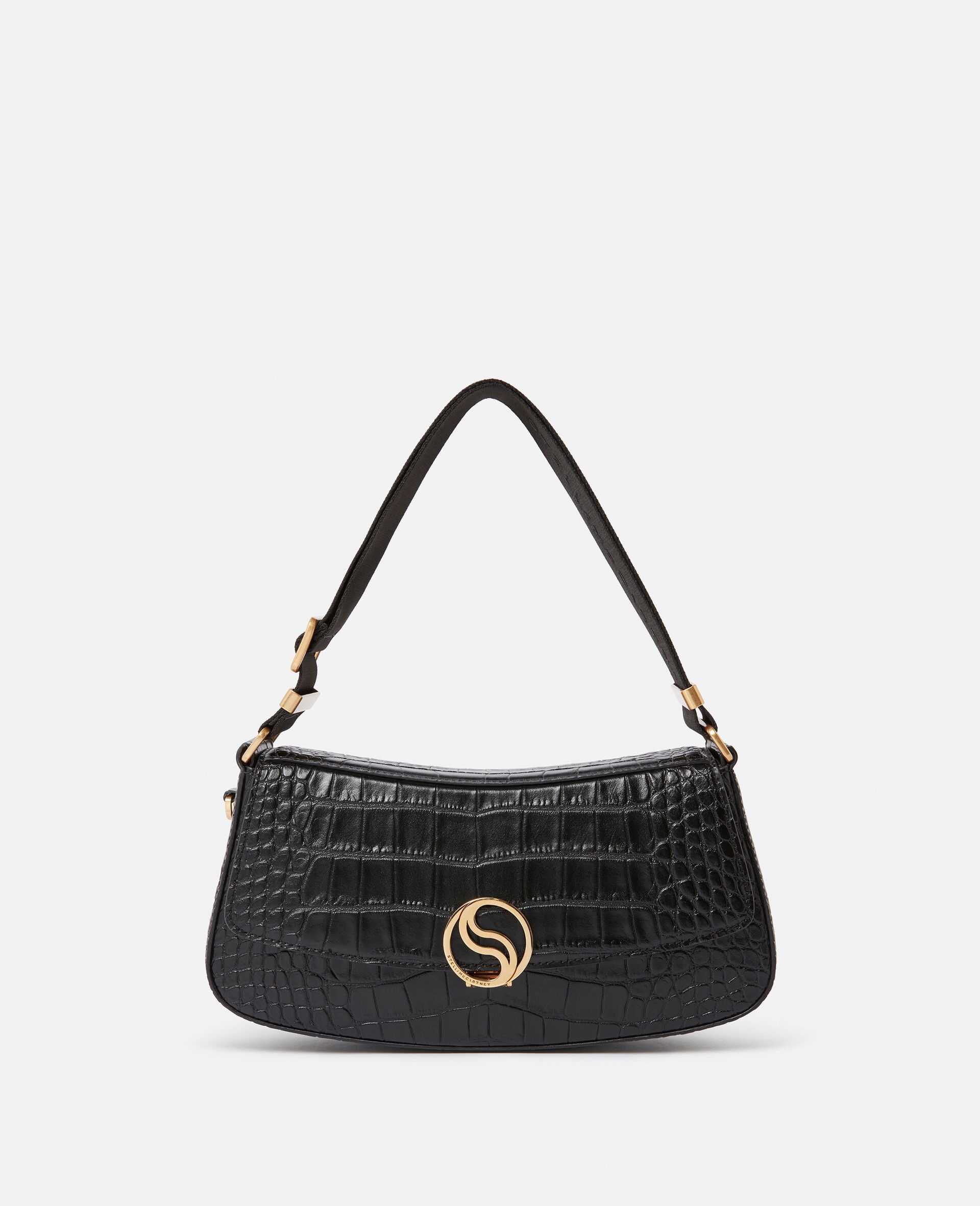S-Wave Croc-Effect Embossed Shoulder Bag - 1